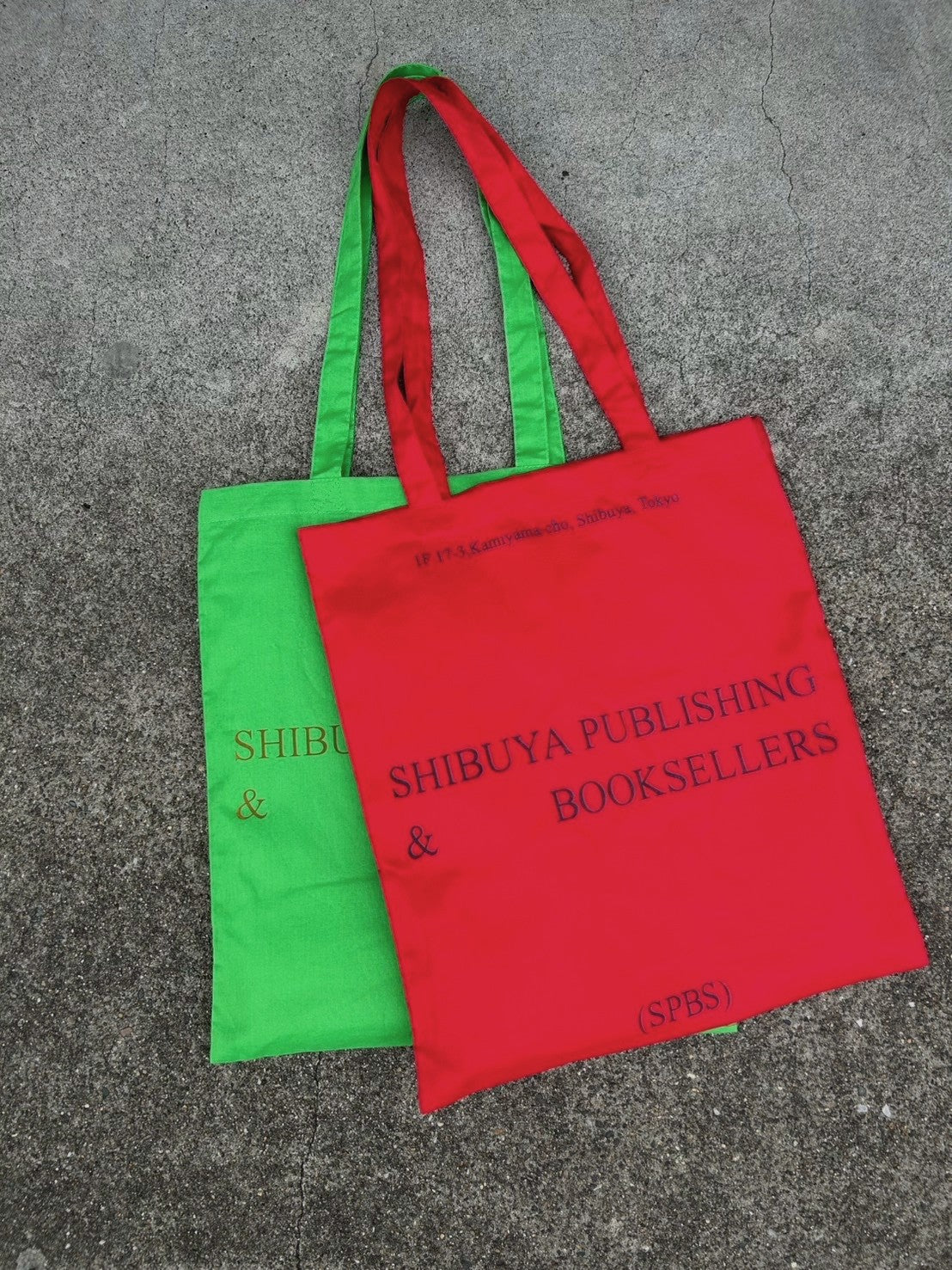 SILK SCREEN HAND PRINTED TOTE BAG (BRIGHT RED) - SHIBUYA
